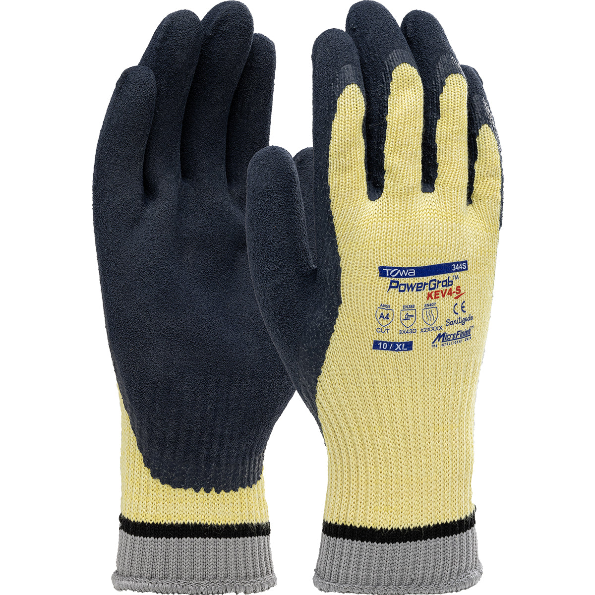 09-K1444 Seamless Knit DuPont™ Kevlar® Glove with Latex Coated MicroFinish Grip on Palm & Fingers