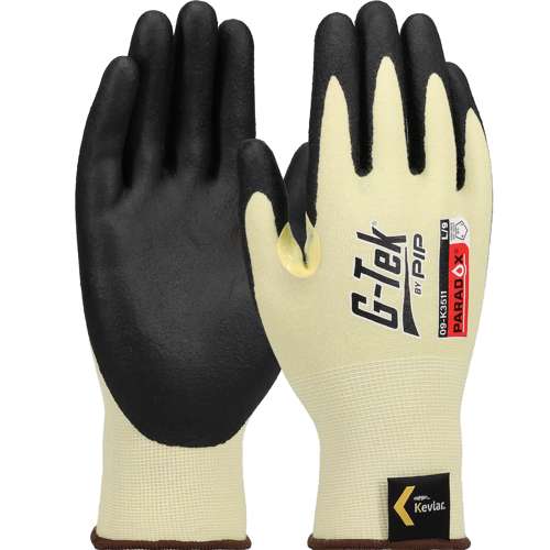 09-K3511 Seamless Knit Kevlar® Blended Glove with Foam Nitrile Coated Grip on Palm & Fingers - 21 Gauge - Touchscreen
