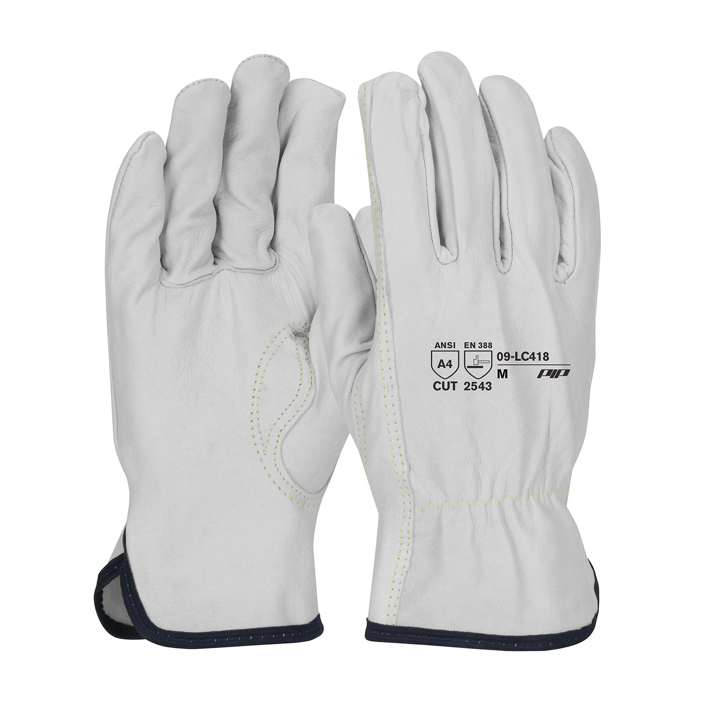 09-LC418 Premium Grade Top Grain Goatskin Leather Drivers Glove with Aramid Blended Lining - Keystone Thumb