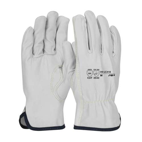 09-LC418 Premium Grade Top Grain Goatskin Leather Drivers Glove with Aramid Blended Lining - Keystone Thumb