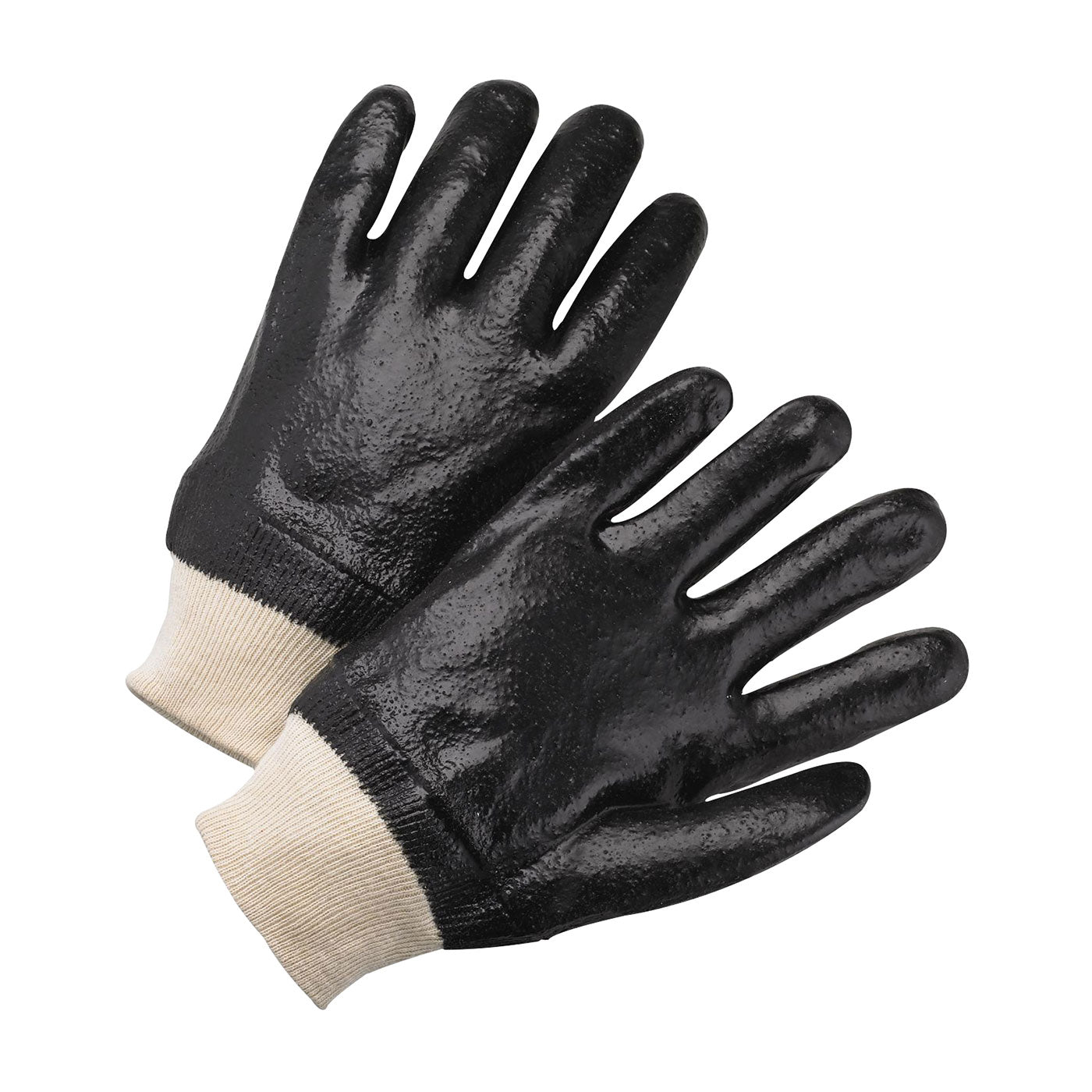 1007R PVC Dipped Glove with Interlock Liner and Semi-Rough Finish -        Knit Wrist