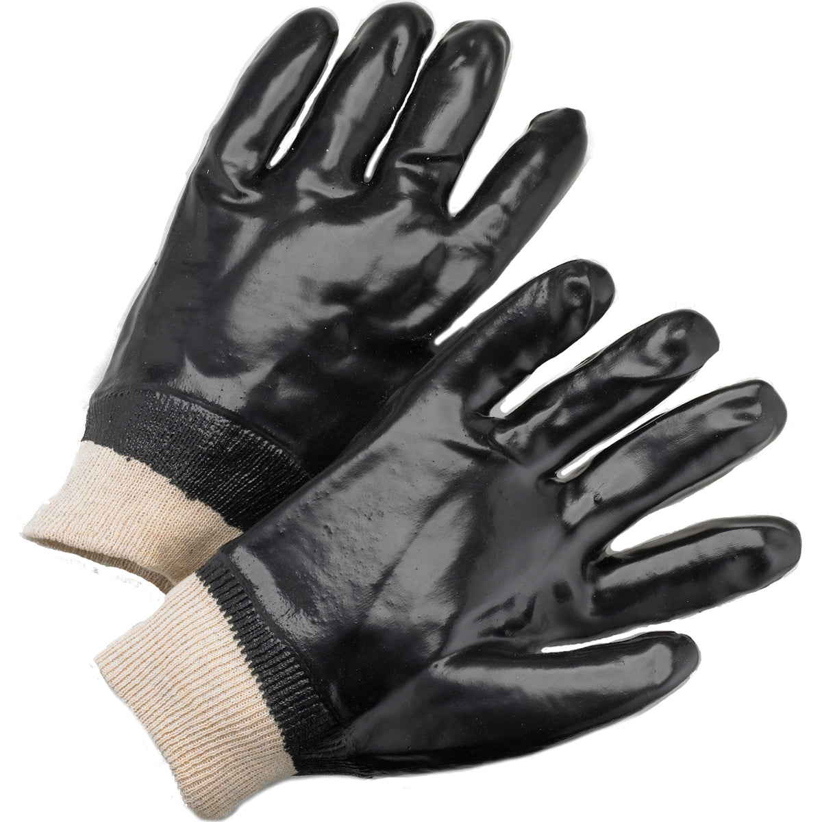 1007 PVC Dipped Glove with Interlock Liner and Smooth Finish - Knit Wrist