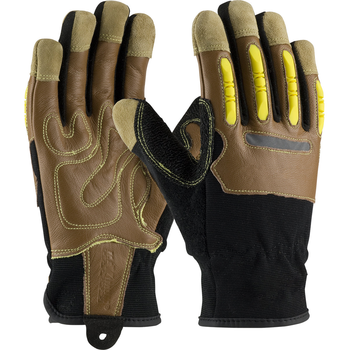 120-4100 Goatskin Leather Palm Glove with Leather/Fabric Back and Kevlar® Blended Liner - TPR Finger Guards