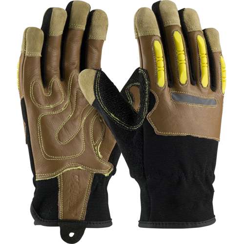 120-4100 Goatskin Leather Palm Glove with Leather/Fabric Back and Kevlar® Blended Liner - TPR Finger Guards