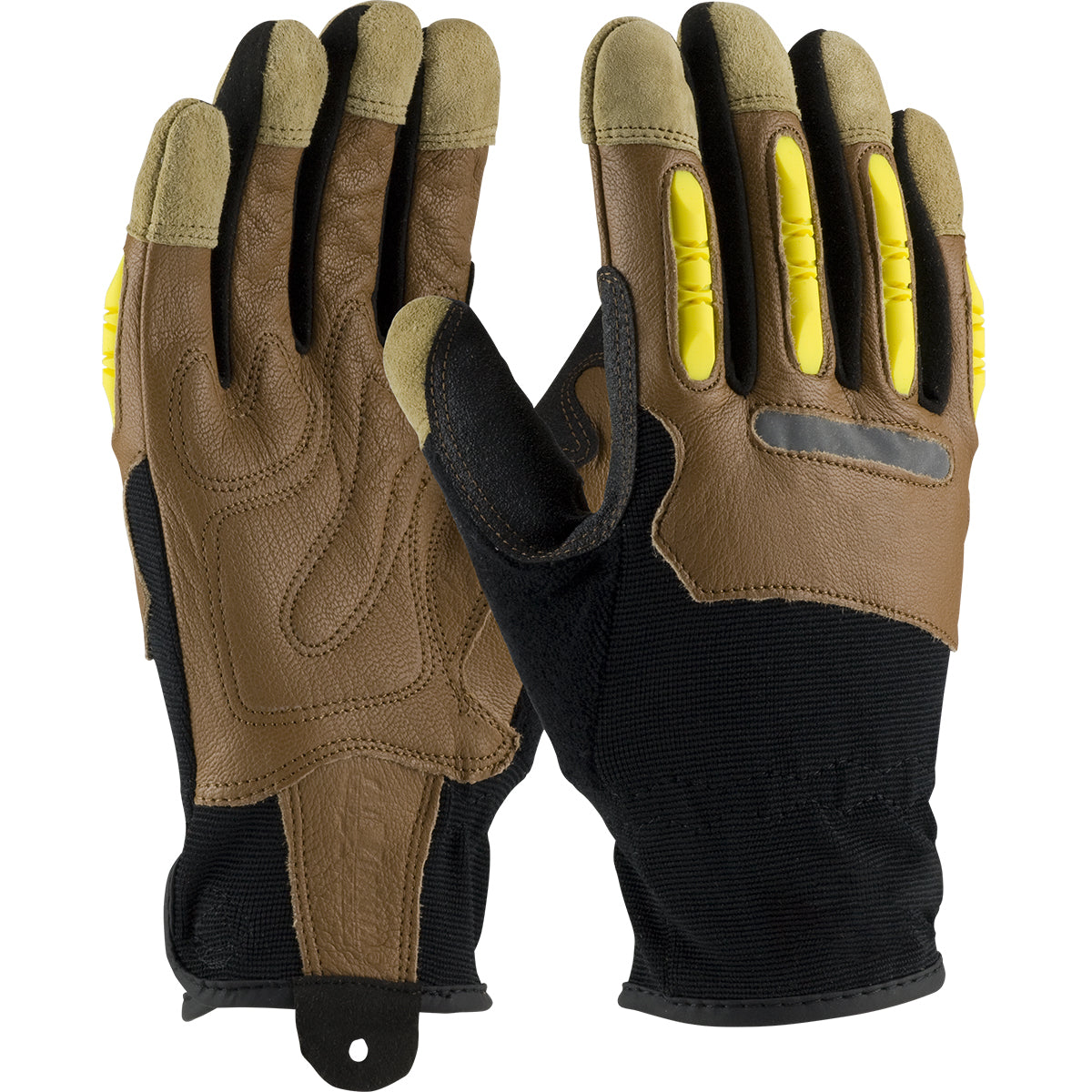 120-4200 Goatskin Leather Palm Glove with Leather/Fabric Back and TPR Finger Guards