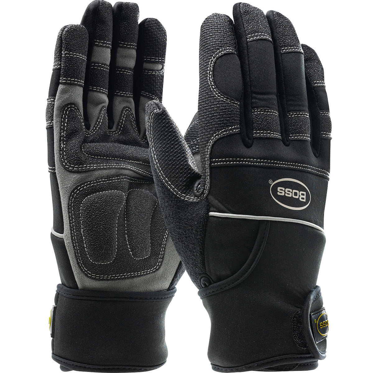 120-4400 Synthetic Leather Palm with PVC Sandy Grip Patches and Anti-Vibration Pads - Neoprene Wraparound Wrist