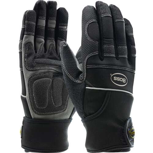 120-4400 Synthetic Leather Palm with PVC Sandy Grip Patches and Anti-Vibration Pads - Neoprene Wraparound Wrist