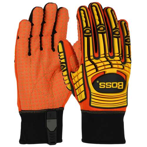 120-MP2110 Synthetic Leather Palm with PVC Dotted Grip and Spandex Back - TPR Impact Protection