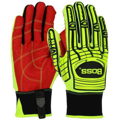 120-MP2120 Red PVC Grip Palm and Spandex Back - TPR Impact Protection