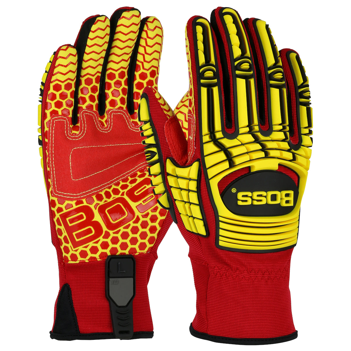 120-MP2415 Synthetic Leather Palm with Red Silicone Grip and Spandex Back – TPR Impact Protection