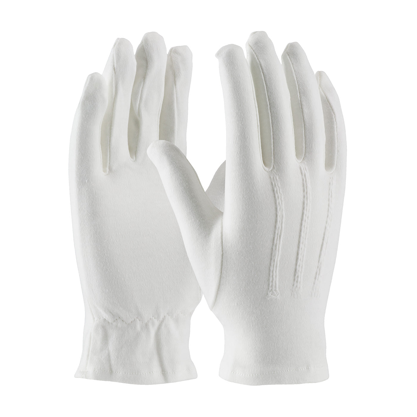 130-100WM 100% Cotton Dress Glove with Raised Stitching on Back - Open Cuff