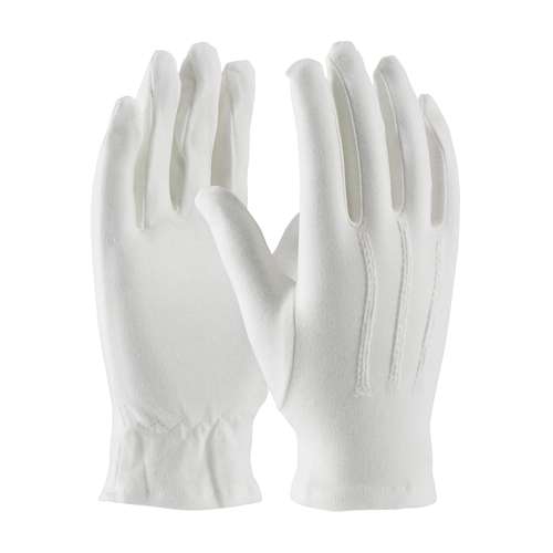130-100WM 100% Cotton Dress Glove with Raised Stitching on Back - Open Cuff