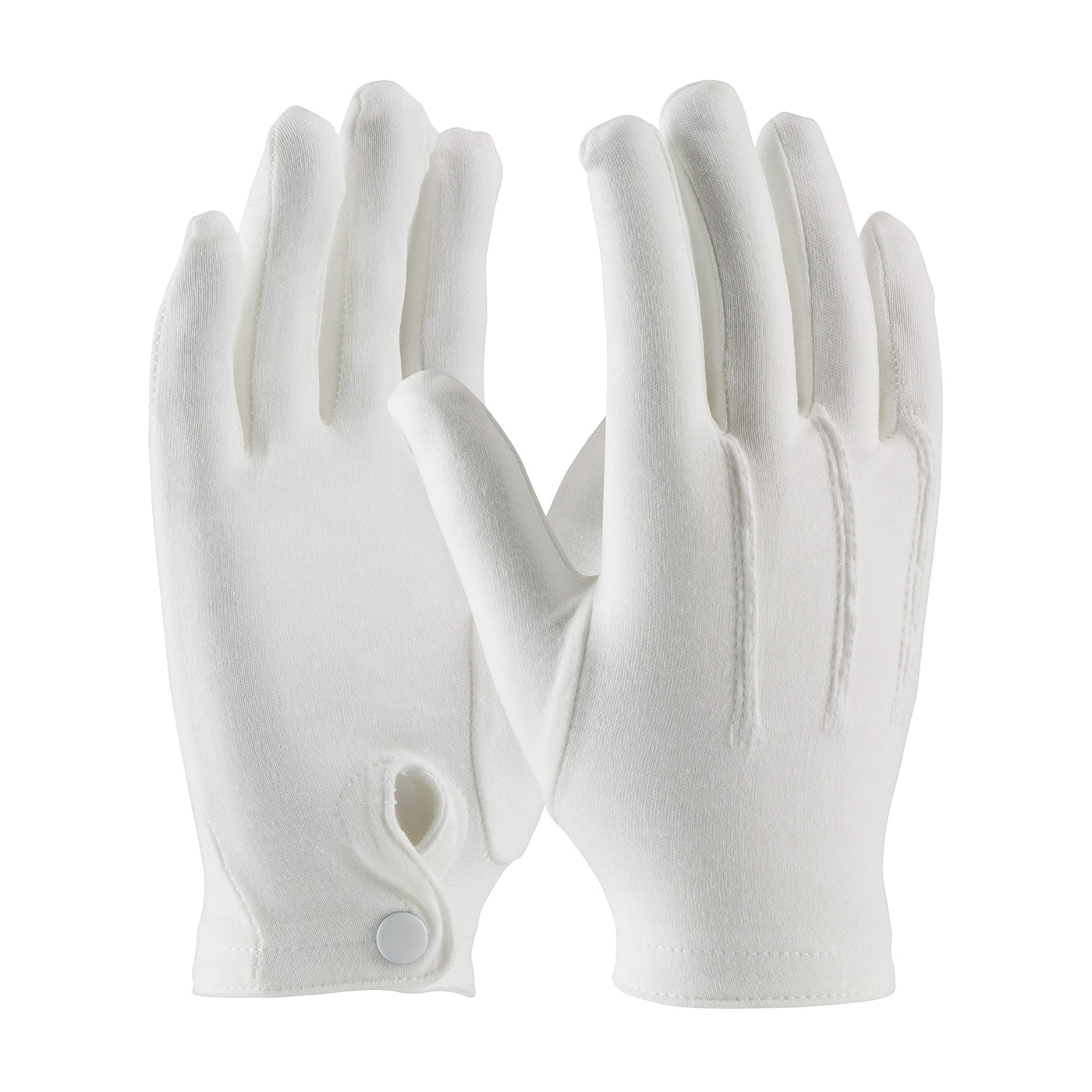 130-150WM 100% Cotton Dress Glove with Raised Stitching on Back - Snap Closure