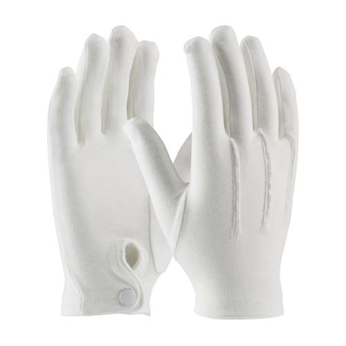 130-150WM 100% Cotton Dress Glove with Raised Stitching on Back - Snap Closure