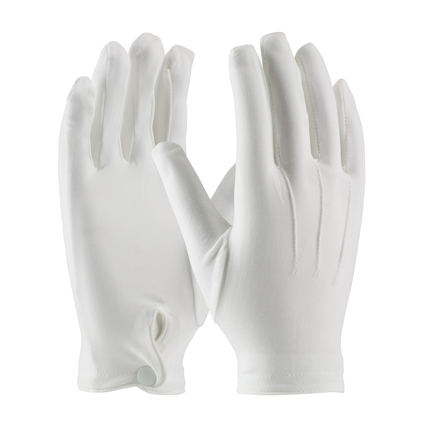 130-650WM 100% Stretch Nylon Dress Glove with Raised Stitching on Back - Snap Closure
