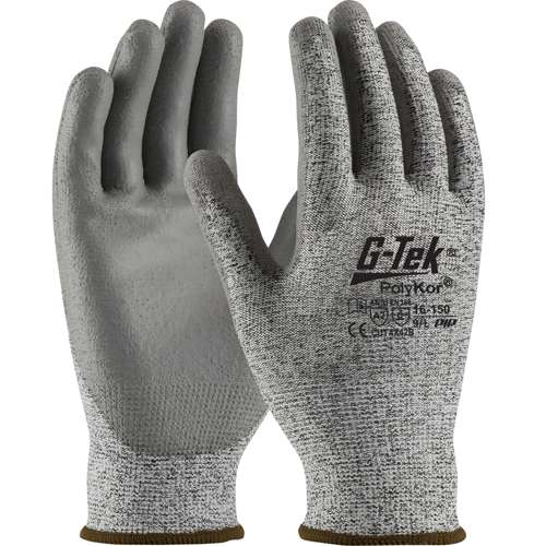16-150V Seamless Knit PolyKor® Blended Glove with Polyurethane Coated Flat Grip on Palm & Fingers - Vend-Ready