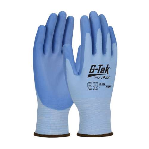 16-322 Seamless Knit PolyKor® Blended Glove with Polyurethane Coated Flat Grip on Palm & Fingers