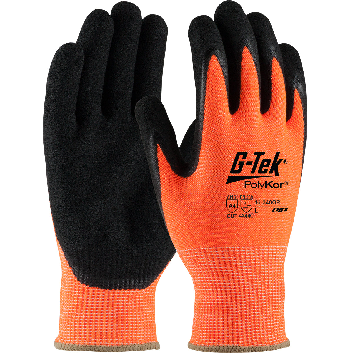 Hi-Vis Seamless Knit PolyKor® Blended Glove with Double-Dipped Nitrile Coated MicroSurface Grip on Palm & Fingers