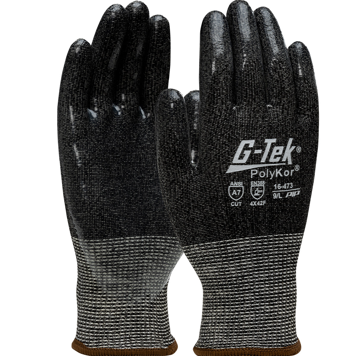 16-473 Seamless Knit PolyKor® Blended Glove with Silicone Coated Flat Grip on Palm & Fingers