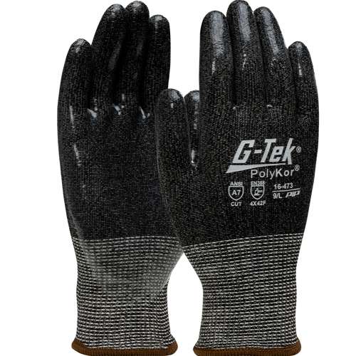 16-473 Seamless Knit PolyKor® Blended Glove with Silicone Coated Flat Grip on Palm & Fingers