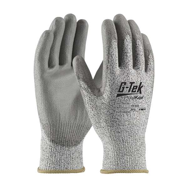 16-533 Industry Grade Seamless Knit PolyKor® Blended Glove with Polyurethane Coated Flat Grip on Palm & Fingers