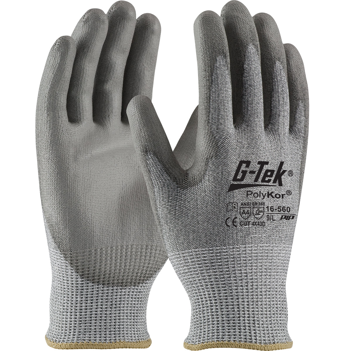 16-560 Seamless Knit PolyKor® Blended Glove with Polyurethane Coated Flat Grip on Palm & Fingers