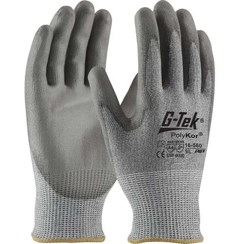 16-560V Seamless Knit PolyKor® Blended Glove with Polyurethane Coated Flat Grip on Palm & Fingers - Vend-Ready