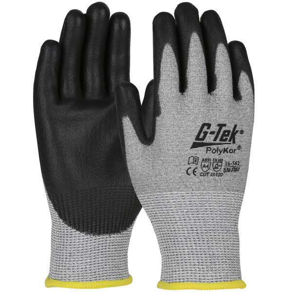 16-561 Seamless Knit PolyKor® Blended Glove with Polyurethane Coated Flat Grip on Palm & Fingers - Touchscreen