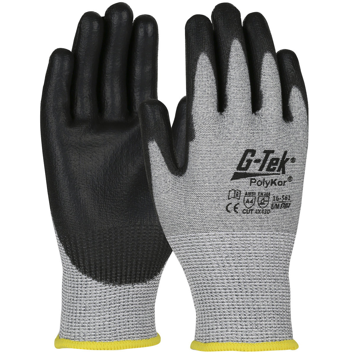 16-561 Seamless Knit PolyKor® Blended Glove with Polyurethane Coated Flat Grip on Palm & Fingers - Touchscreen