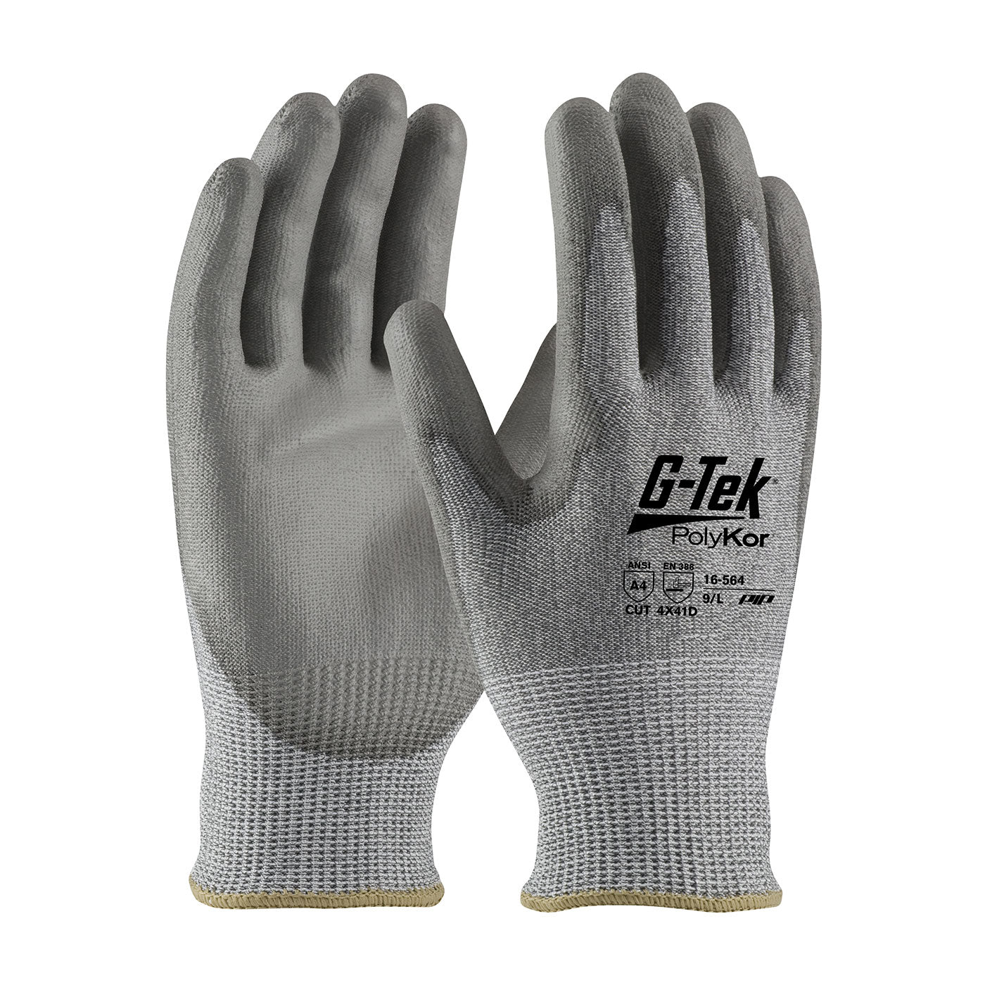 16-564 Industry Grade Seamless Knit PolyKor® Blended Glove with Polyurethane Coated Flat Grip on Palm & Fingers