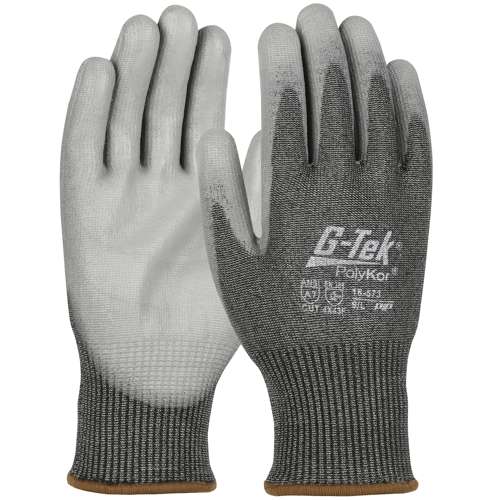 16-573 Seamless Knit PolyKor® Blended Glove with Polyurethane Coated Flat Grip on Palm & Fingers – Touchscreen Compatible