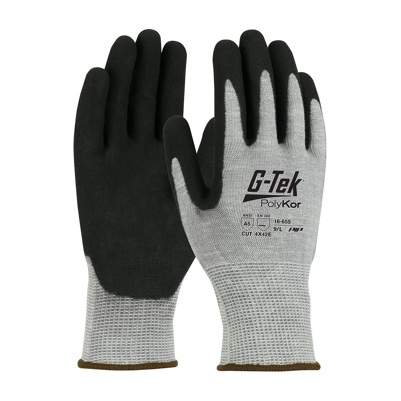 16-655 Seamless Knit PolyKor® Blended Glove with Double-Dipped Nitrile Coated MicroSurface Grip on Palm & Fingers