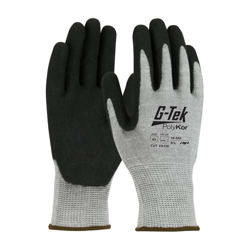 16-655 Seamless Knit PolyKor® Blended Glove with Double-Dipped Nitrile Coated MicroSurface Grip on Palm & Fingers