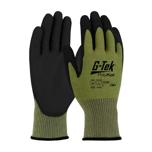 16-665 Seamless Knit PolyKor® Blended Glove with Polyurethane Coated Flat Grip on Palm & Fingers