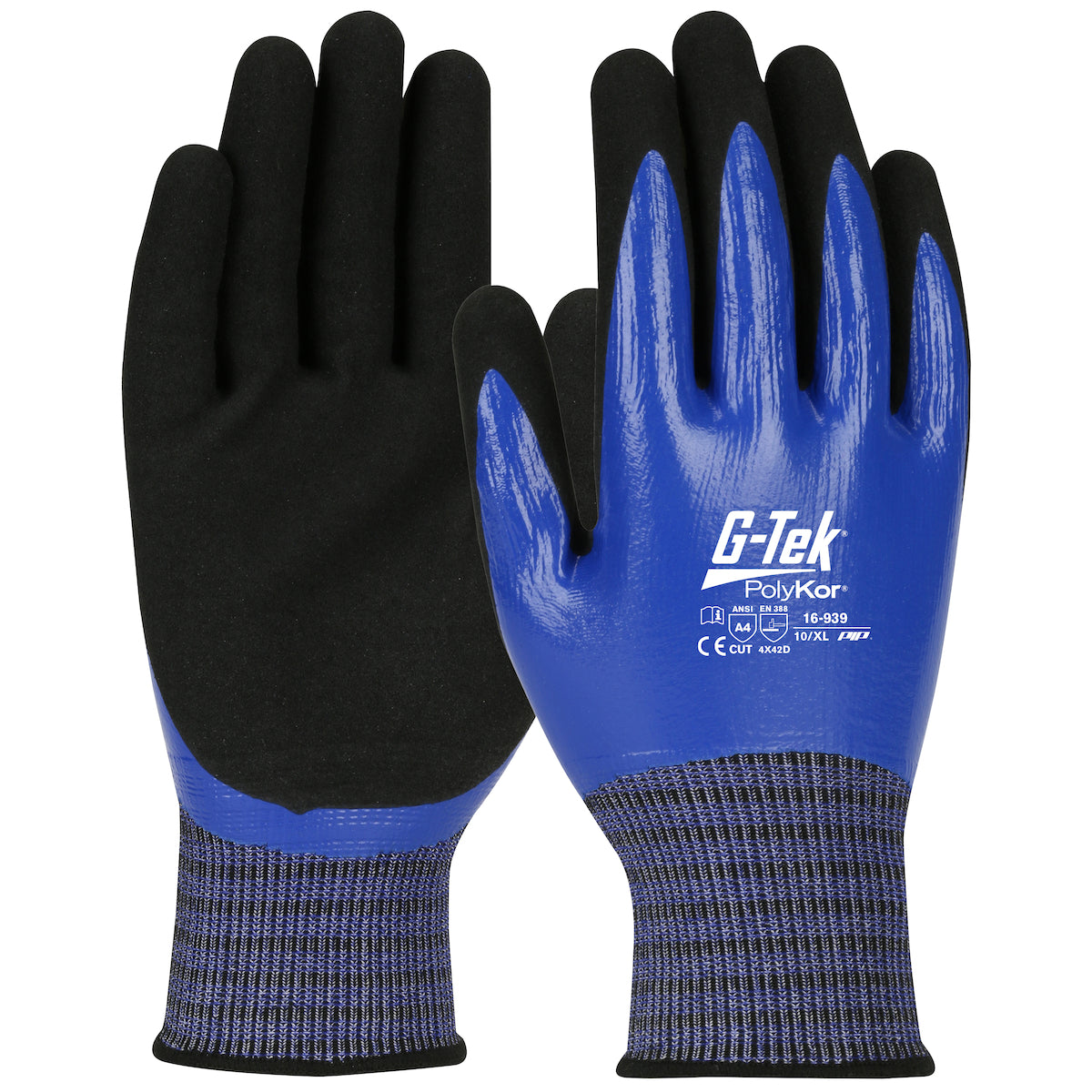 16-939 Seamless Knit PolyKor™ X7™ Blended Glove with Double-Dipped Nitrile Coated MicroSurface Grip on Full Hand - Touchscreen Compatible