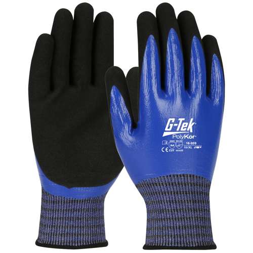 16-939 Seamless Knit PolyKor™ X7™ Blended Glove with Double-Dipped Nitrile Coated MicroSurface Grip on Full Hand - Touchscreen Compatible