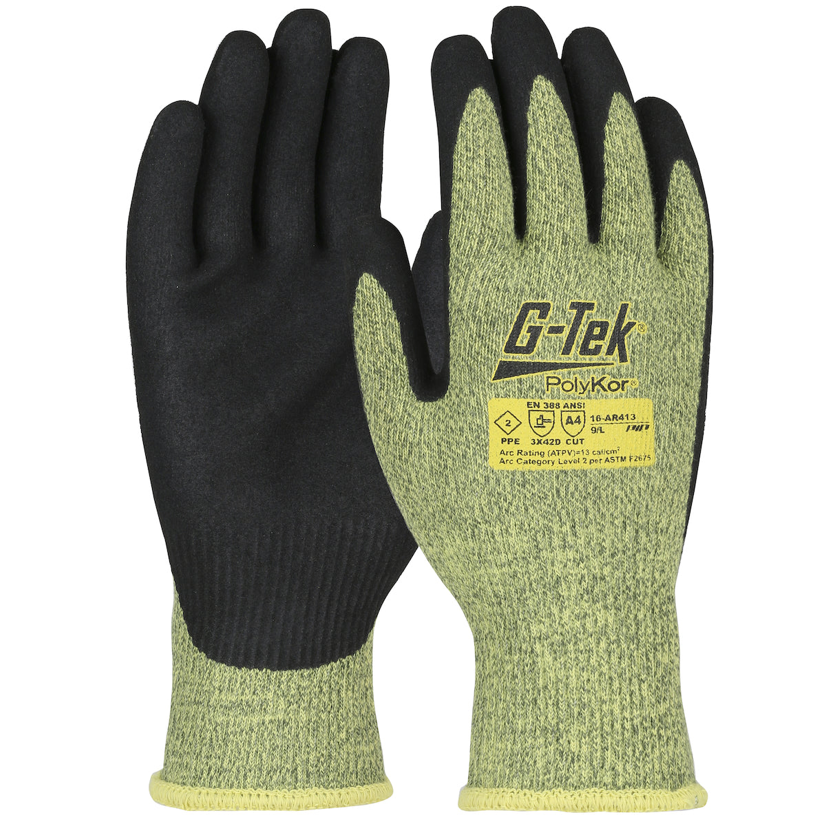 16-AR413 AR Seamless Knit PolyKor®/Aramid Blend Glove with Neoprene Foam Coated Grip on Palm & Fingers