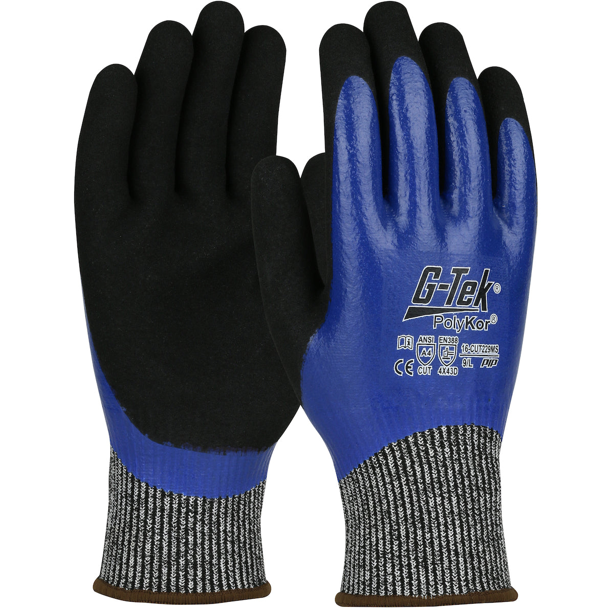 16-CUT229MS Seamless Knit PolyKor™ Blended Glove with Double-Dipped Nitrile Coated Microsurface Grip on Full Hand