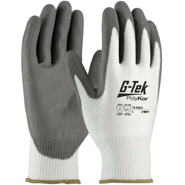 16-D622V Seamless Knit PolyKor® Blended Glove with Polyurethane Coated Flat Grip on Palm & Fingers, Touchscreen Compatible - Vend-Ready