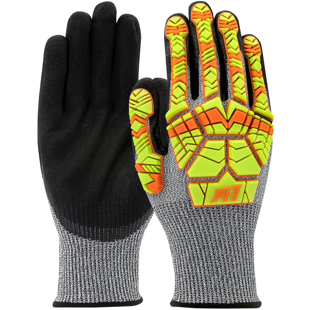 16-MPH430HV Seamless Knit PolyKor® Blended Glove with Hi-Vis Impact Protection and Nitrile Double-Dip MicroSurface Grip on Palm & Fingers (QTY 6)
