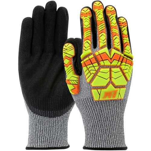 16-MPH430HV Seamless Knit PolyKor® Blended Glove with Hi-Vis Impact Protection and Nitrile Double-Dip MicroSurface Grip on Palm & Fingers (QTY 6)