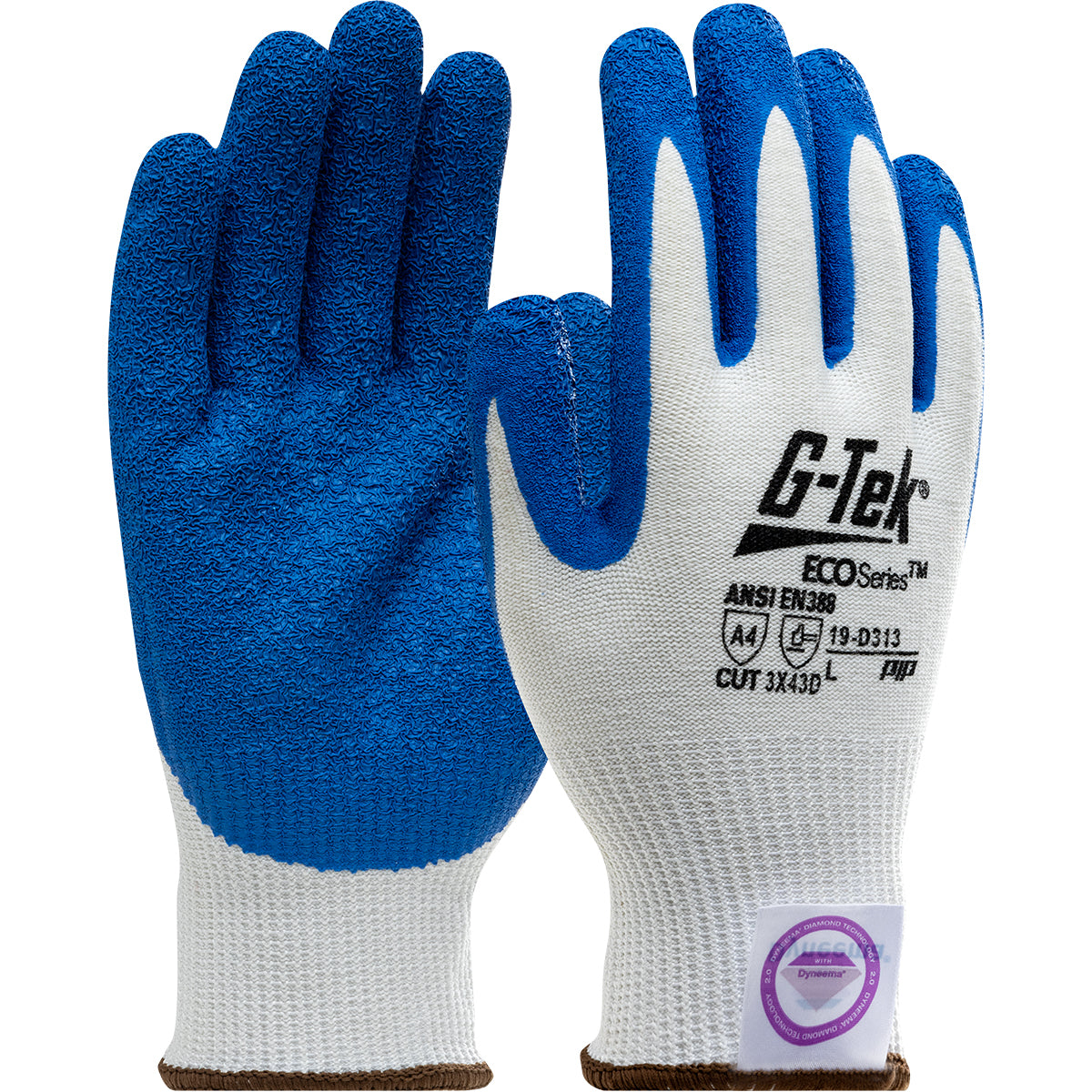 19-D313 Seamless Knit Dyneema® Diamond 2.0 Blended Glove with Latex Coated Crinkle Grip on Palm & Fingers - Medium Weight