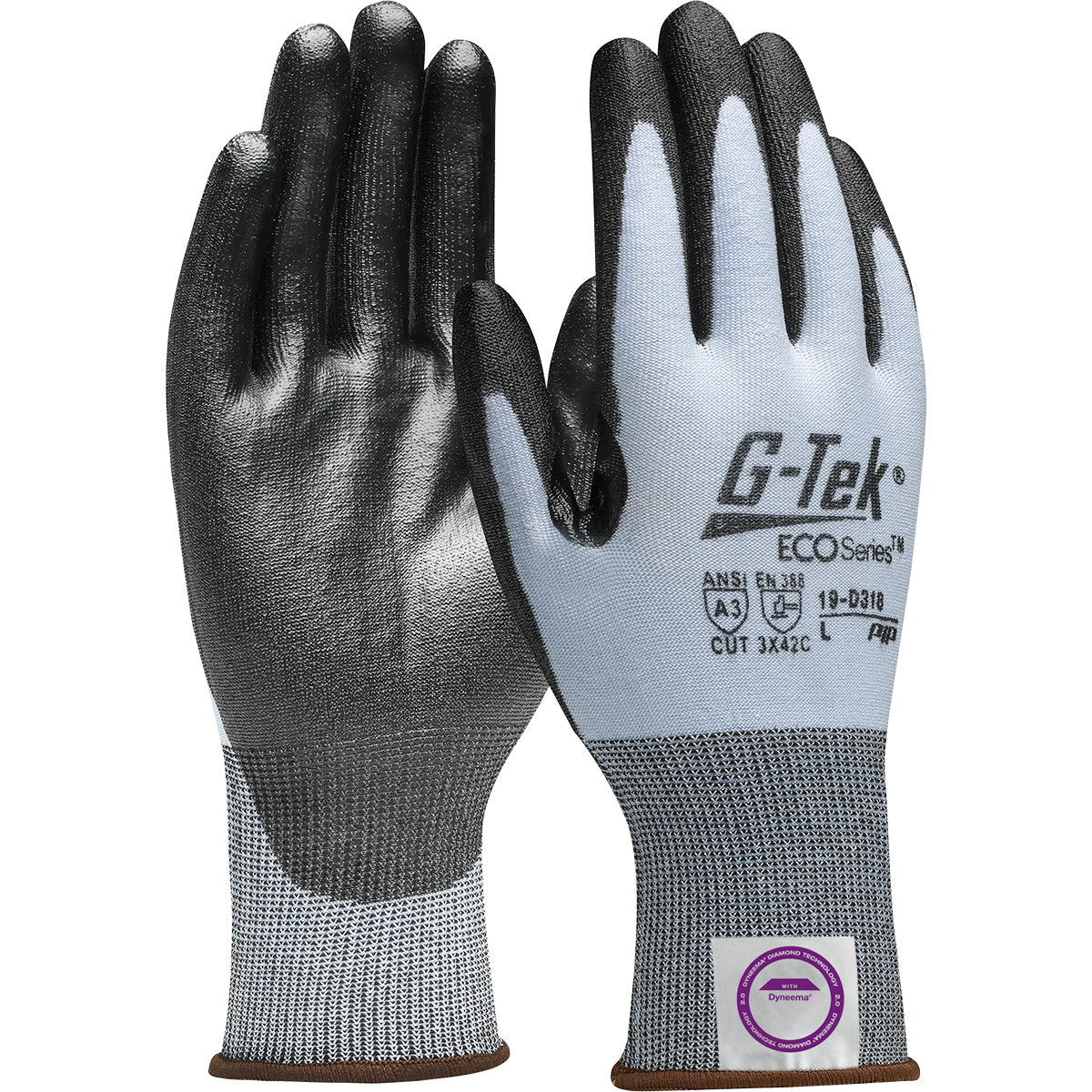 19-D318 Seamless Knit Dyneema® Diamond 2.0 Blended Glove with Polyurethane Coated Flat Grip on Palm & Fingers