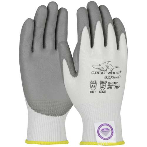 19-D322V Seamless Knit Dyneema® Diamond 2.0 Blended Glove with Polyurethane Coated Flat Grip on Palm & Fingers - Vend-Ready