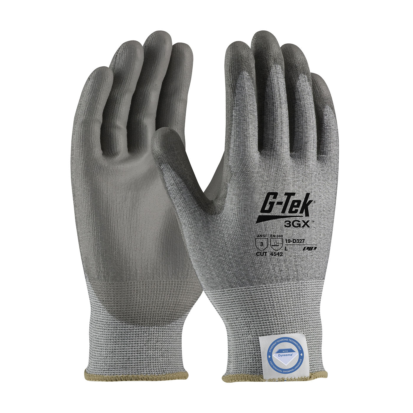 19-D327 Seamless Knit Dyneema® Diamond Blended Glove with Polyurethane Coated Flat Grip on Palm & Fingers