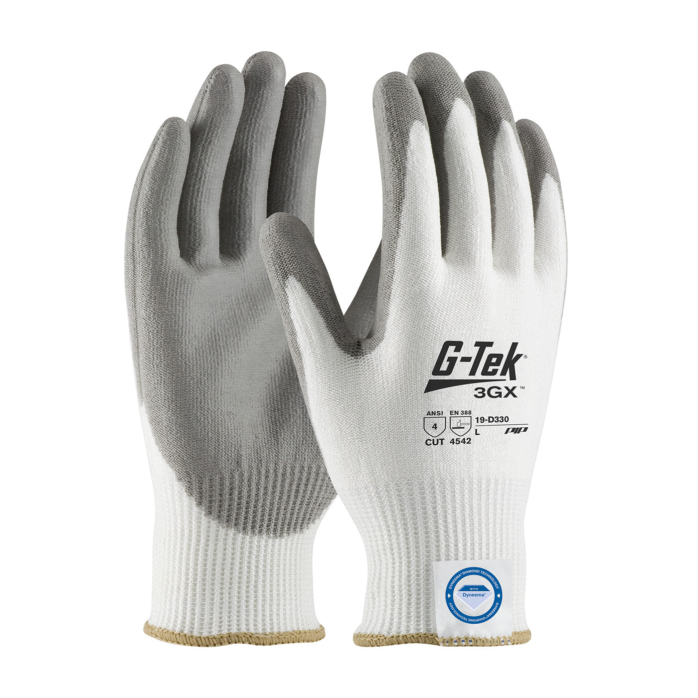 19-D330 Seamless Knit Dyneema® Diamond Blended Glove with Polyurethane Coated Flat Grip on Palm & Fingers