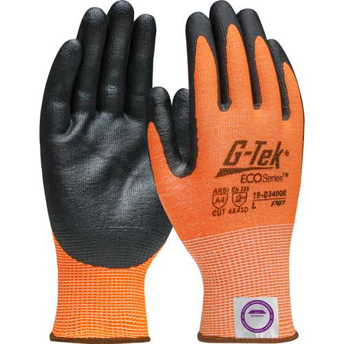 19-D340OR Hi-Vis Seamless Knit Dyneema® Diamond 2.0 Blended Glove with Nitrile Coated Foam Grip on Palm & Fingers