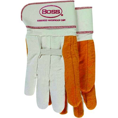 1BC28372 Regular Grade Chore Glove with Double Layer Palm, Cotton Back and Nap-Out Finish - Rubberized Safety Cuff