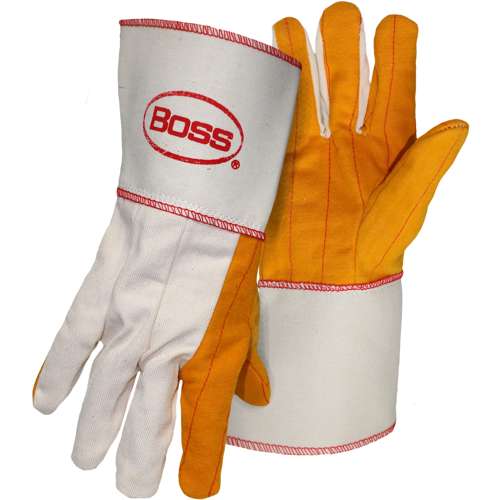 1BC28571 Premium Grade Chore Glove with Double Layer Palm, Cotton Back and Nap-Out Finish - Plasticized Gauntlet Cuff