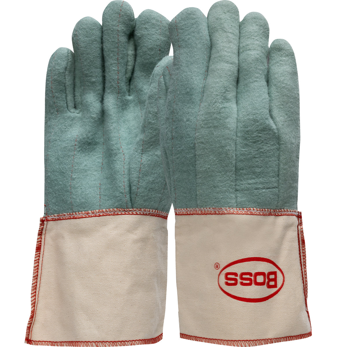 1BC43300 2-Ply Hot Mill Nap-Out Green W Gauntlet Cuff Straight Thumb